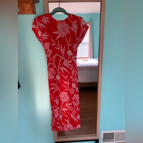 Warehouse London Dress, Floral Red Print, Size 2 - Picture 2 of 9
